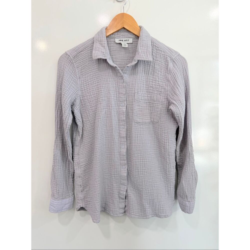 Nine West Cotton Gauze Button Down Top S Vacation